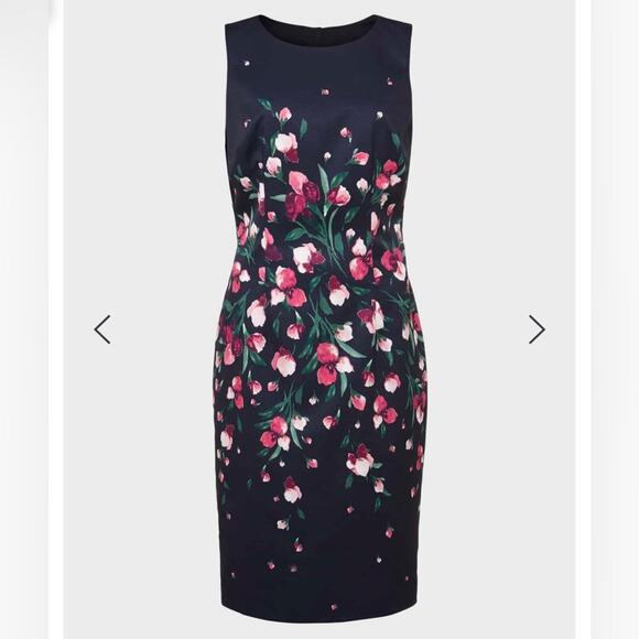 HOBBS MOIRA Floral Navy Blue Multi Shift Dress Women’s Size 12 NWOT - Picture 1 of 13